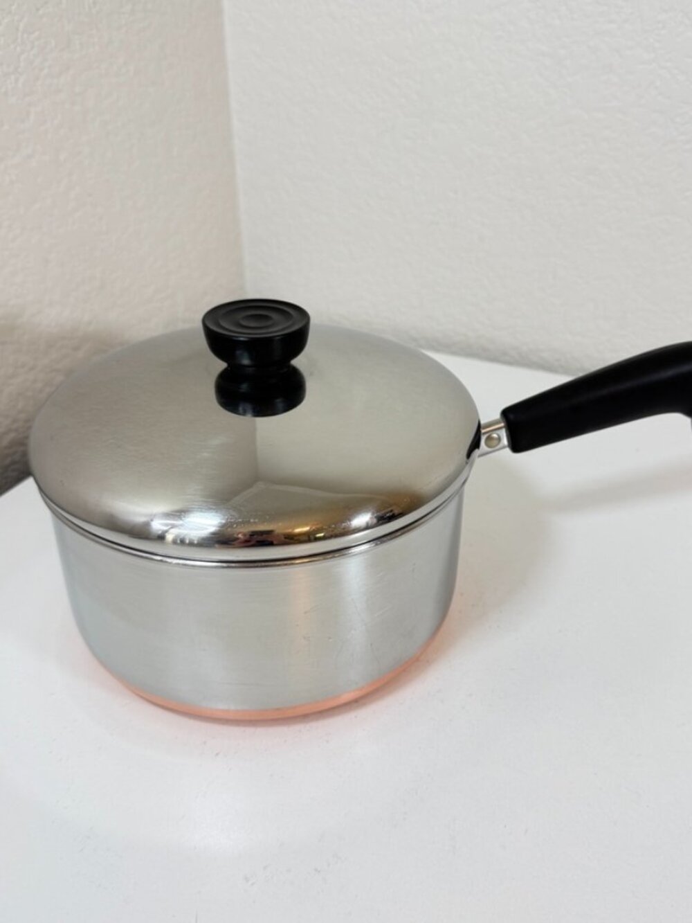 VTG Revere Ware 2 Qt -86 Saucepan Stainless Steel Copper Bottom 1801 USA w/ Lid